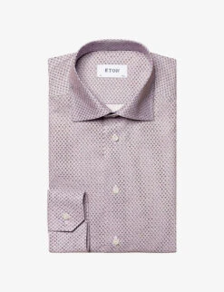 ETON Coffee Micro-print Contemporary-fit Cotton-twill Shirt 13 ETON Coffee Micro-print Contemporary-fit Cotton-twill Shirt -AllSain Clothing Shop R04088490 PINK ALT05