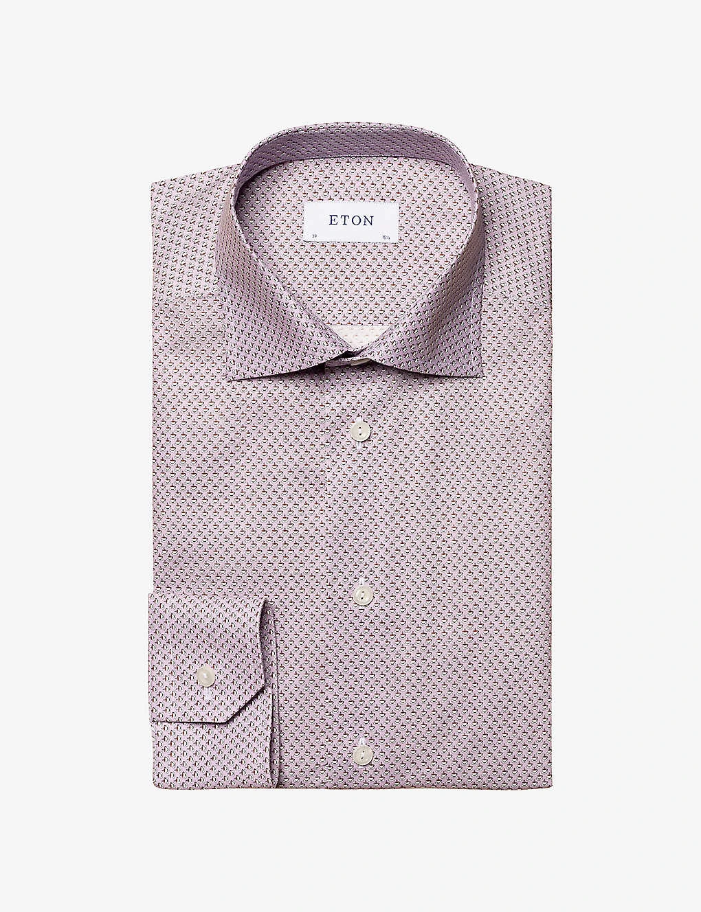 ETON Coffee Micro-print Contemporary-fit Cotton-twill Shirt 6 ETON Coffee Micro-print Contemporary-fit Cotton-twill Shirt - Image 6