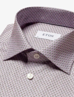 ETON Coffee Micro-print Contemporary-fit Cotton-twill Shirt 14 ETON Coffee Micro-print Contemporary-fit Cotton-twill Shirt -AllSain Clothing Shop R04088490 PINK ALT06