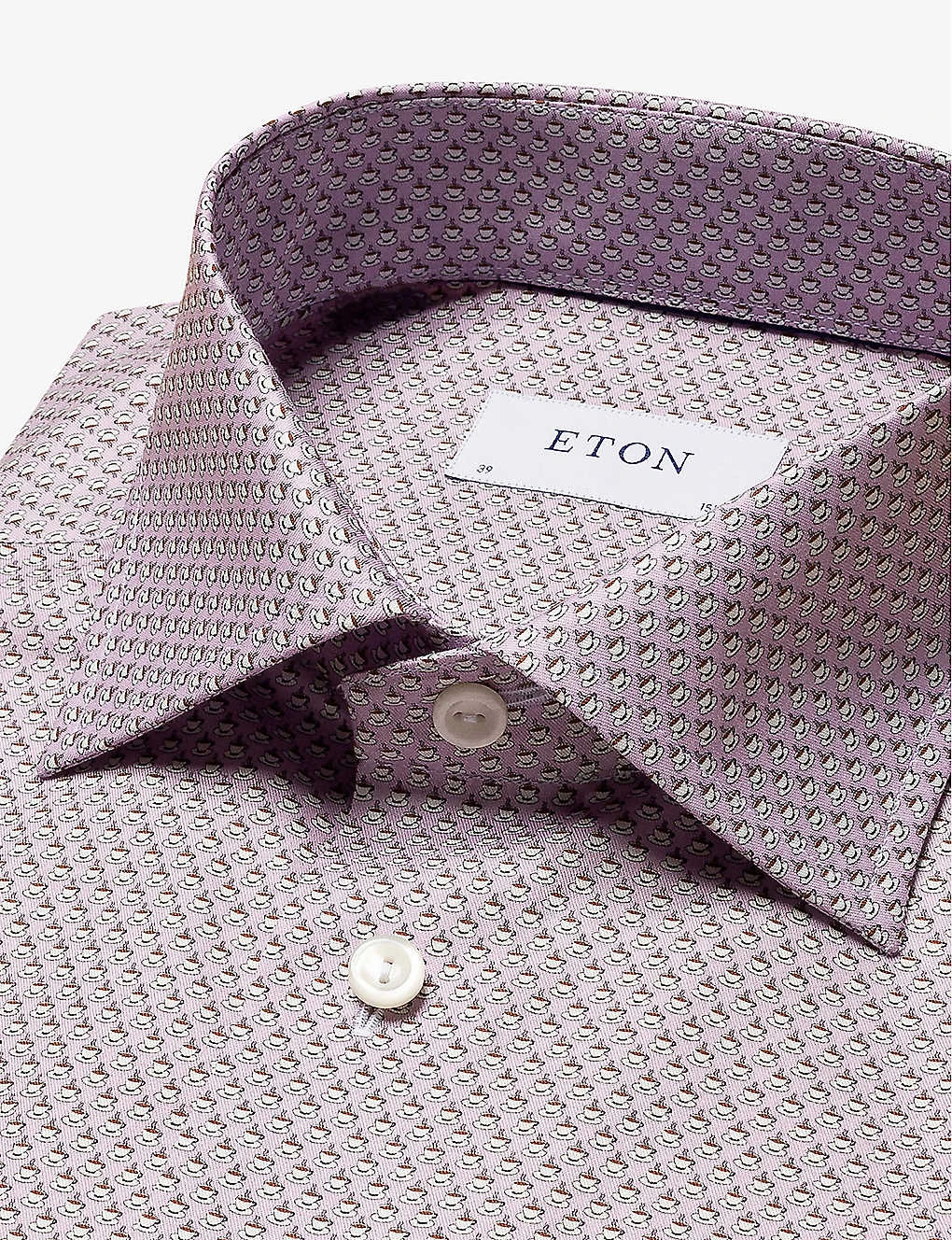 ETON Coffee Micro-print Contemporary-fit Cotton-twill Shirt 7 ETON Coffee Micro-print Contemporary-fit Cotton-twill Shirt - Image 7