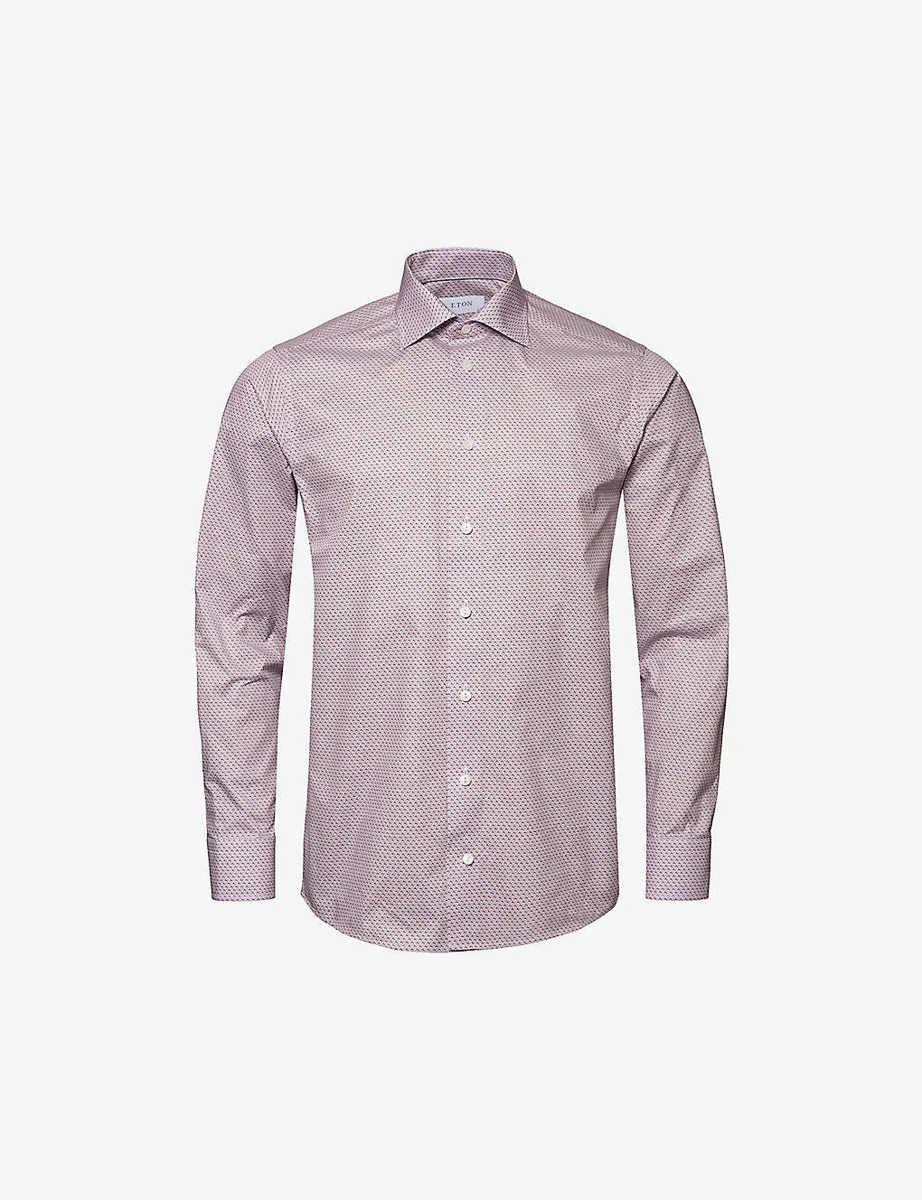 ETON Coffee Micro-print Contemporary-fit Cotton-twill Shirt 1 ETON Coffee Micro-print Contemporary-fit Cotton-twill Shirt