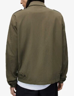 AllSaints Solano Ramskull Stretch-cotton Jacket -AllSain Clothing Shop R04090672 LEAFGREEN ALT03