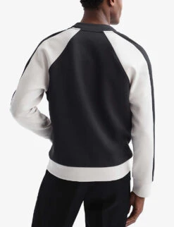 Reiss Giles Colourblock Stretch-woven Varsity Jacket -AllSain Clothing Shop R04091613 NAVYECRU ALT03