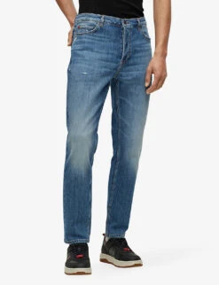 Hugo Leisure Mid-rise Tapered-leg Stretch-denim Jeans 7 Hugo Leisure Mid-rise Tapered-leg Stretch-denim Jeans -AllSain Clothing Shop R04093487 BRIGHTBLUE ALT02