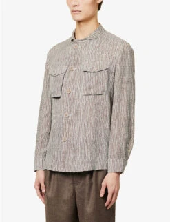 Giorgio Armani Graphic-pattern Long-sleeved Regular-fit Cotton Shirt 7 Giorgio Armani Graphic-pattern Long-sleeved Regular-fit Cotton Shirt -AllSain Clothing Shop R04096684 QUIETGRAY ALT02