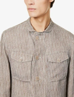 Giorgio Armani Graphic-pattern Long-sleeved Regular-fit Cotton Shirt 9 Giorgio Armani Graphic-pattern Long-sleeved Regular-fit Cotton Shirt -AllSain Clothing Shop R04096684 QUIETGRAY ALT04