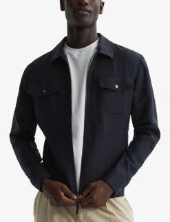 Reiss Carnival Zip-through Collared Woven Jacket 7 Reiss Carnival Zip-through Collared Woven Jacket -AllSain Clothing Shop R04098636 NAVY ALT02