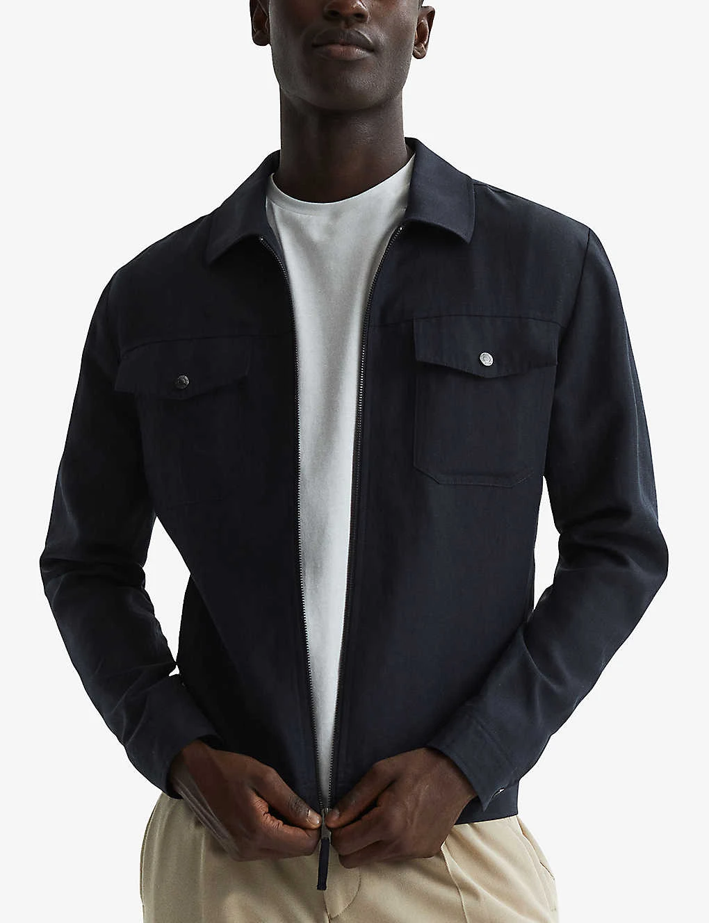 Reiss Carnival Zip-through Collared Woven Jacket 3 Reiss Carnival Zip-through Collared Woven Jacket - Image 3