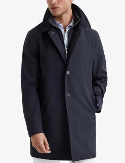 Reiss Perrin Removable Zip-neck Insert Woven Mac Coat 7 Reiss Perrin Removable Zip-neck Insert Woven Mac Coat -AllSain Clothing Shop R04098757 NAVY ALT02