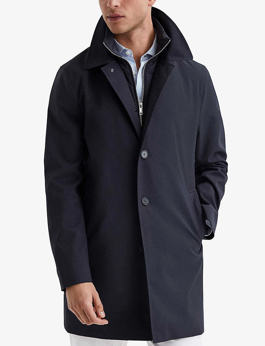 Reiss Perrin Removable Zip-neck Insert Woven Mac Coat 3 Reiss Perrin Removable Zip-neck Insert Woven Mac Coat - Image 3