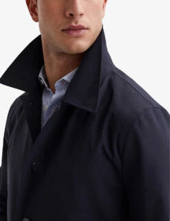 Reiss Perrin Removable Zip-neck Insert Woven Mac Coat 9 Reiss Perrin Removable Zip-neck Insert Woven Mac Coat -AllSain Clothing Shop R04098757 NAVY ALT04