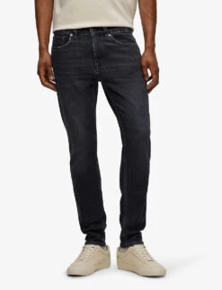 Boss Washed Slim-fit Straight-leg Stretch-denim Jeans -AllSain Clothing Shop R04101154 GREY ALT02