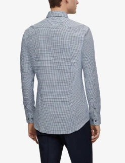 Boss Checked Slim-fit Stretch-cotton Shirt 8 Boss Checked Slim-fit Stretch-cotton Shirt -AllSain Clothing Shop R04101165 LIGHTPASTELBLUE ALT03
