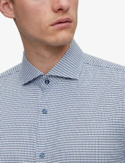 Boss Checked Slim-fit Stretch-cotton Shirt 9 Boss Checked Slim-fit Stretch-cotton Shirt -AllSain Clothing Shop R04101165 LIGHTPASTELBLUE ALT04