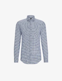 Boss Checked Slim-fit Stretch-cotton Shirt