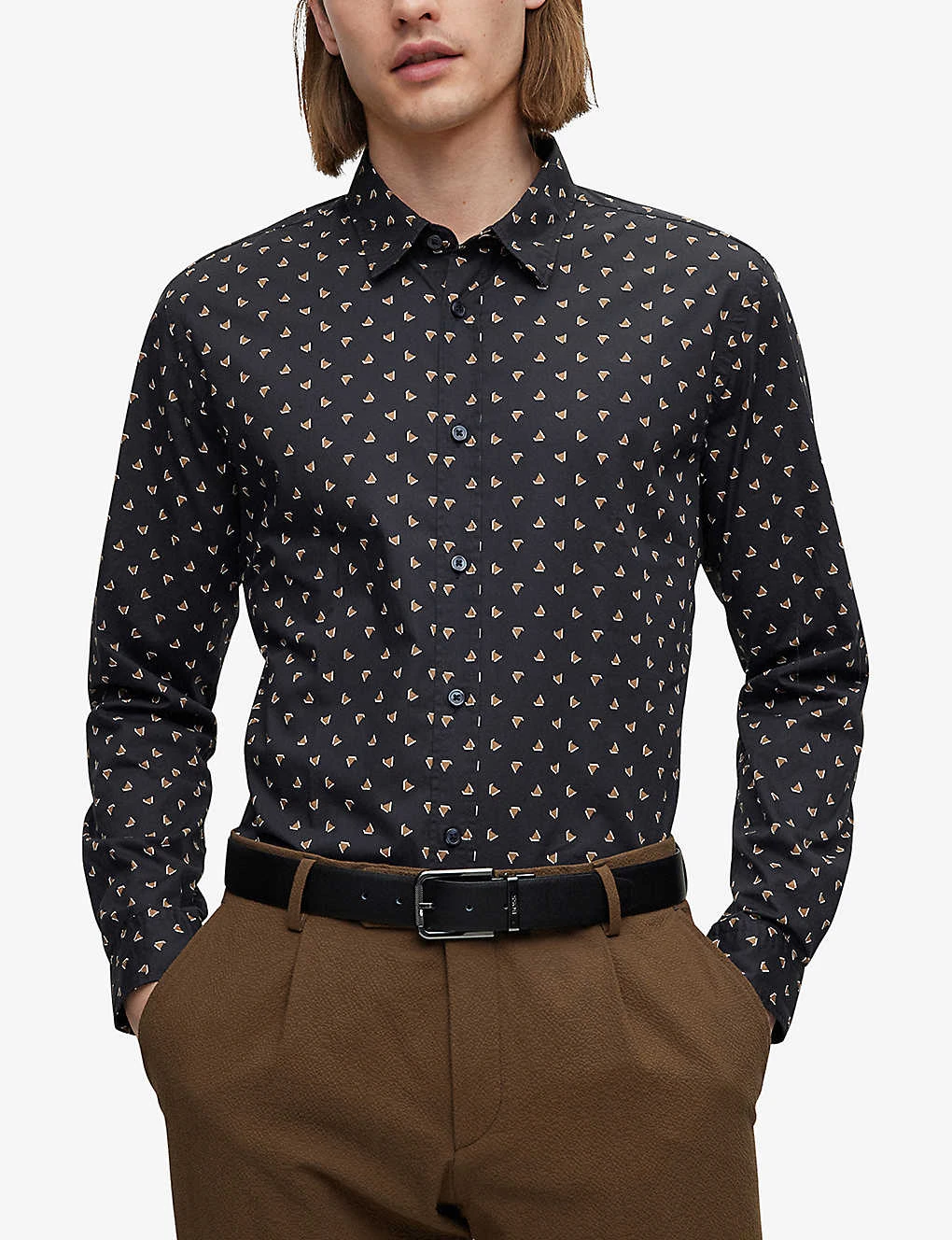 Boss Graphic-print Long-sleeve Stretch-cotton Shirt 3 Boss Graphic-print Long-sleeve Stretch-cotton Shirt - Image 3
