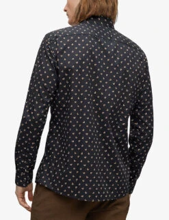 Boss Graphic-print Long-sleeve Stretch-cotton Shirt 8 Boss Graphic-print Long-sleeve Stretch-cotton Shirt -AllSain Clothing Shop R04101226 BLACK ALT03