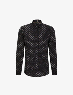 Boss Graphic-print Long-sleeve Stretch-cotton Shirt