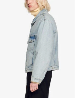 Sandro Quilted-lining Relaxed-fit Denim Jacket -AllSain Clothing Shop R04102229 DENIMJEAN ALT02