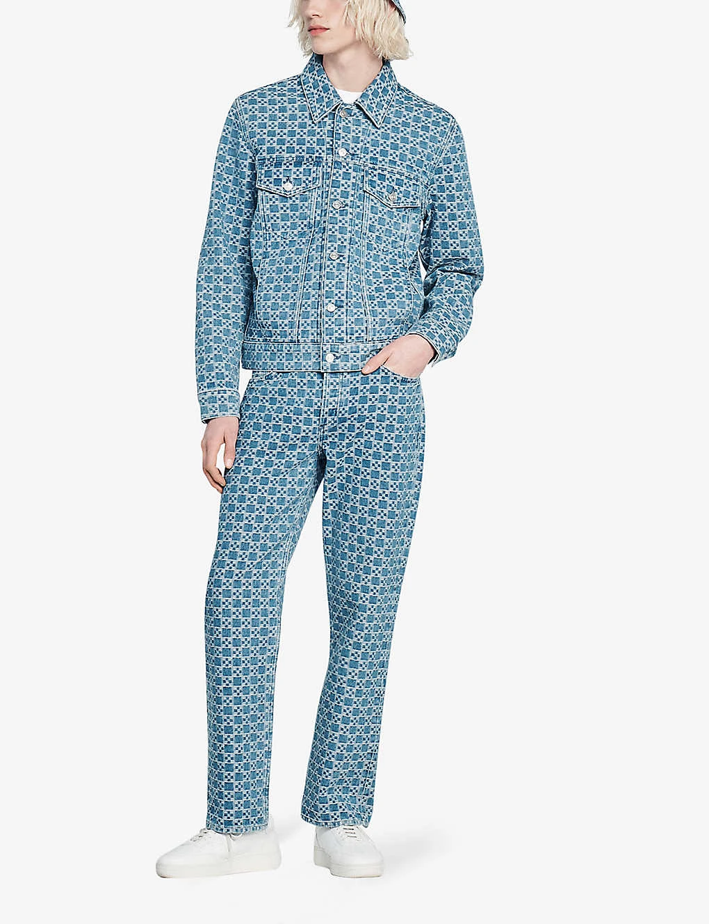 Sandro Cross Chequered Denim Jacket 2 Sandro Cross Chequered Denim Jacket - Image 2