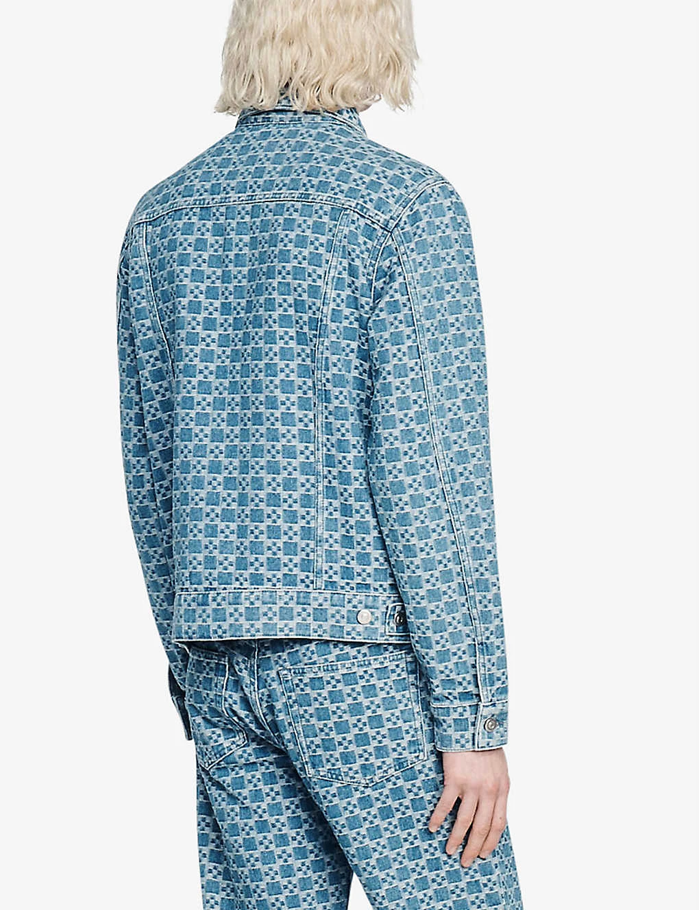 Sandro Cross Chequered Denim Jacket 4 Sandro Cross Chequered Denim Jacket - Image 4