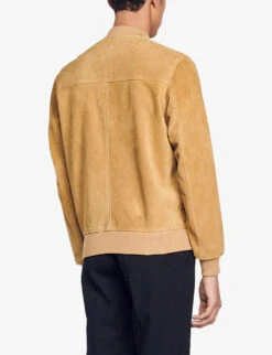 Sandro Monaco Ribbed-trim Regular-fit Suede Bomber Jacket 8 Sandro Monaco Ribbed-trim Regular-fit Suede Bomber Jacket -AllSain Clothing Shop R04102345 NATURELS ALT03