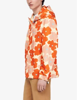 Sandro Floral-print Relaxed-fit Woven Windbreaker -AllSain Clothing Shop R04102502 JAUNESORANGES ALT02