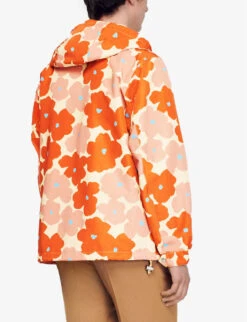 Sandro Floral-print Relaxed-fit Woven Windbreaker -AllSain Clothing Shop R04102502 JAUNESORANGES ALT03