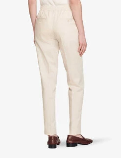 Sandro Tapered Drawstring-waist Stretch-cotton Blend Trousers -AllSain Clothing Shop R04102510 NATURELS ALT03