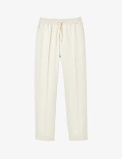 Sandro Tapered Drawstring-waist Stretch-cotton Blend Trousers