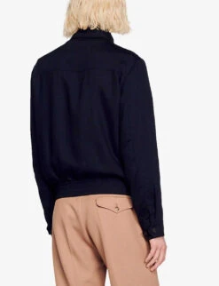 Sandro Harrington Patch-pocket Woven Jacket -AllSain Clothing Shop R04102603 BLEUS ALT03