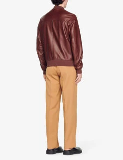 Sandro Monaco Baseball-collar Leather Jacket -AllSain Clothing Shop R04102606 BRUNS ALT03