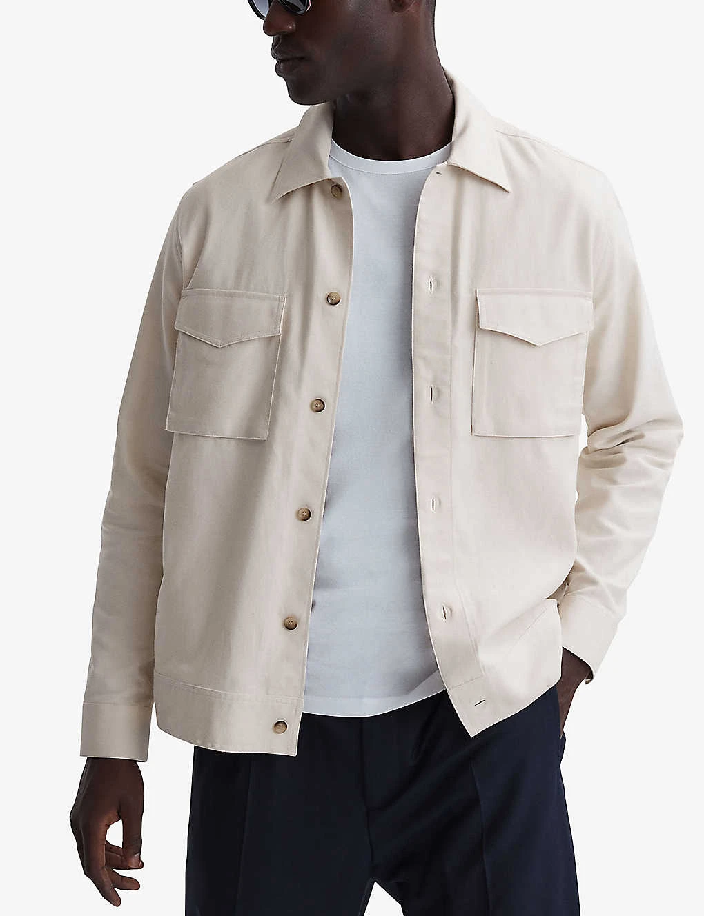 Reiss Santy Patch-pocket Regular-fit Cotton-linen Blend Overshirt 3 Reiss Santy Patch-pocket Regular-fit Cotton-linen Blend Overshirt - Image 3