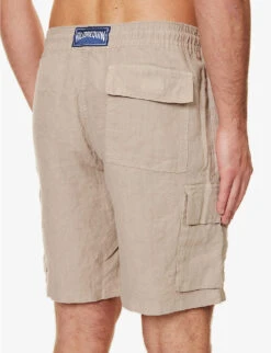 Vilebrequin Logo-patch Drawstring-waist Linen Shorts 9 Vilebrequin Logo-patch Drawstring-waist Linen Shorts -AllSain Clothing Shop R04110003 SAFARI ALT04
