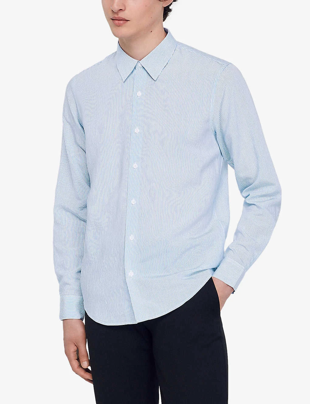 Sandro Stripe-pattern Collared Regular-fit Woven Shirt 5 Sandro Stripe-pattern Collared Regular-fit Woven Shirt - Image 5