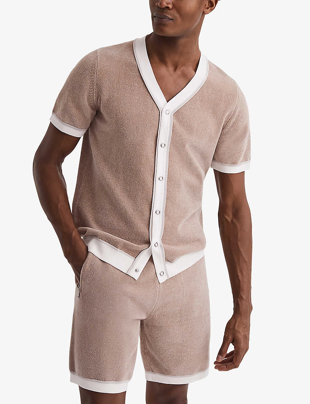 Reiss Striker Contrast-trim Pressed-stud Knitted Shirt 3 Reiss Striker Contrast-trim Pressed-stud Knitted Shirt - Image 3