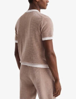 Reiss Striker Contrast-trim Pressed-stud Knitted Shirt 8 Reiss Striker Contrast-trim Pressed-stud Knitted Shirt -AllSain Clothing Shop R04116735 CHAMPAGNE ALT03