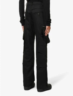 Multi-pocket Dropped-crotch Wide-leg Regular-fit Cotton Trousers -AllSain Clothing Shop R04117085 BLACK ALT03