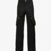 Multi-pocket Dropped-crotch Wide-leg Regular-fit Cotton Trousers