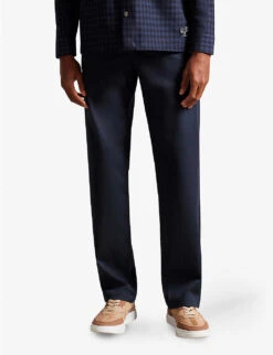 Ted Baker Pebal Straight-leg Mid-rise Stretch-cotton Trousers -AllSain Clothing Shop R04117777 NAVY ALT02