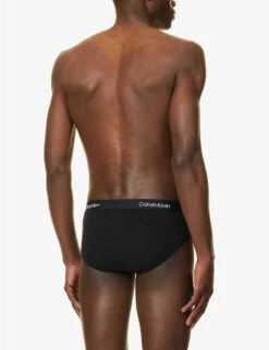 Calvin Klein Logo-waistband Stretch-recycled Cotton-blend Briefs -AllSain Clothing Shop R04117801 BLACK ALT02