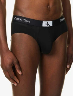 Calvin Klein Logo-waistband Stretch-recycled Cotton-blend Briefs -AllSain Clothing Shop R04117801 BLACK ALT03