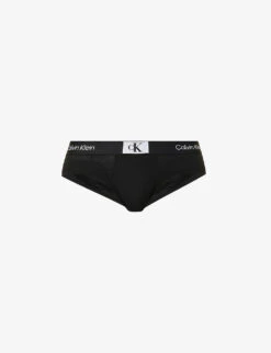 Calvin Klein Logo-waistband Stretch-recycled Cotton-blend Briefs