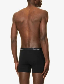 Calvin Klein Logo-waistband Stretch-recycled Cotton-blend Boxers -AllSain Clothing Shop R04117802 BLACK ALT02