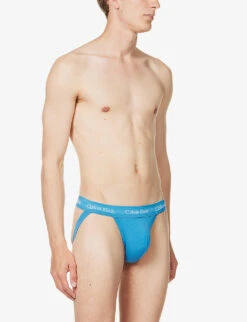 Calvin Klein Pride Low-rise Branded-waistband Pack Of Five Stretch-cotton Jock Straps -AllSain Clothing Shop R04117805 MULTI ALT02