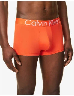 Calvin Klein Logo-waistband Low-rise Stretch-recycled Polyester Trunks -AllSain Clothing Shop R04117813 FIESTA ALT03