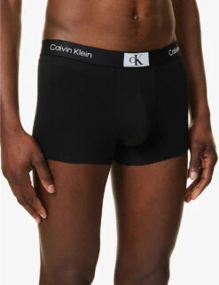 Calvin Klein Logo-waistband Stretch-recycled Cotton-blend Trunks 7 Calvin Klein Logo-waistband Stretch-recycled Cotton-blend Trunks -AllSain Clothing Shop R04117818 BLACK ALT03
