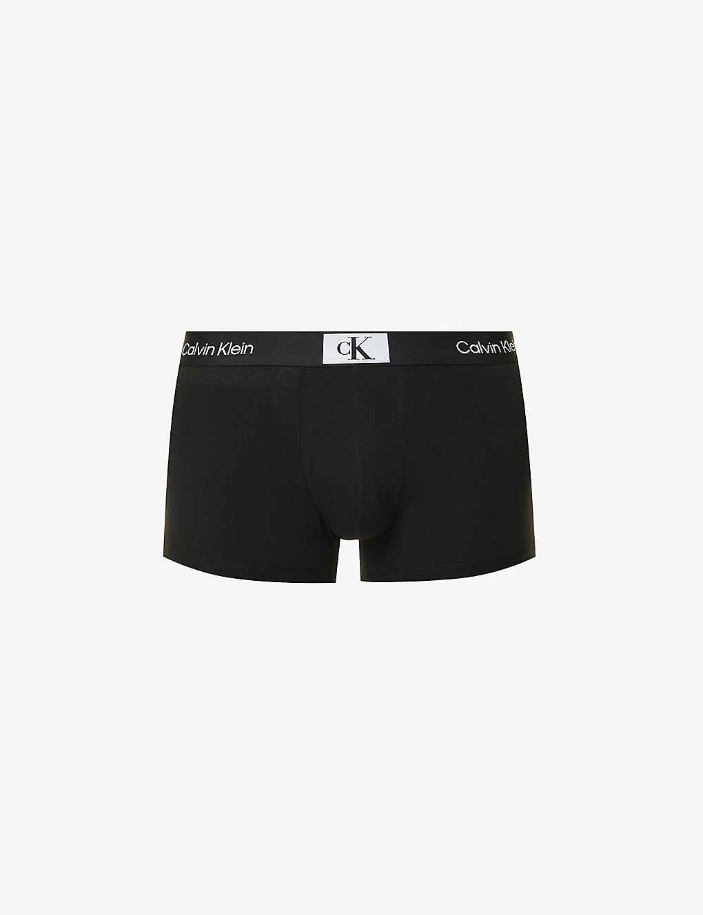 Calvin Klein Logo-waistband Stretch-recycled Cotton-blend Trunks 1 Calvin Klein Logo-waistband Stretch-recycled Cotton-blend Trunks