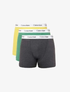 Calvin Klein Pack Of Three Logo-print Stretch-cotton Trunks
