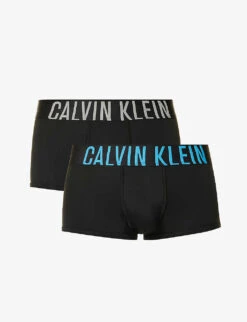 Calvin Klein Logo-waistband Low-rise Pack Of Two Stretch-jersey Trunks